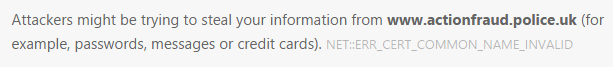 Action Fraud not secure - detail