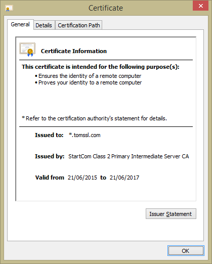 New certificate being served