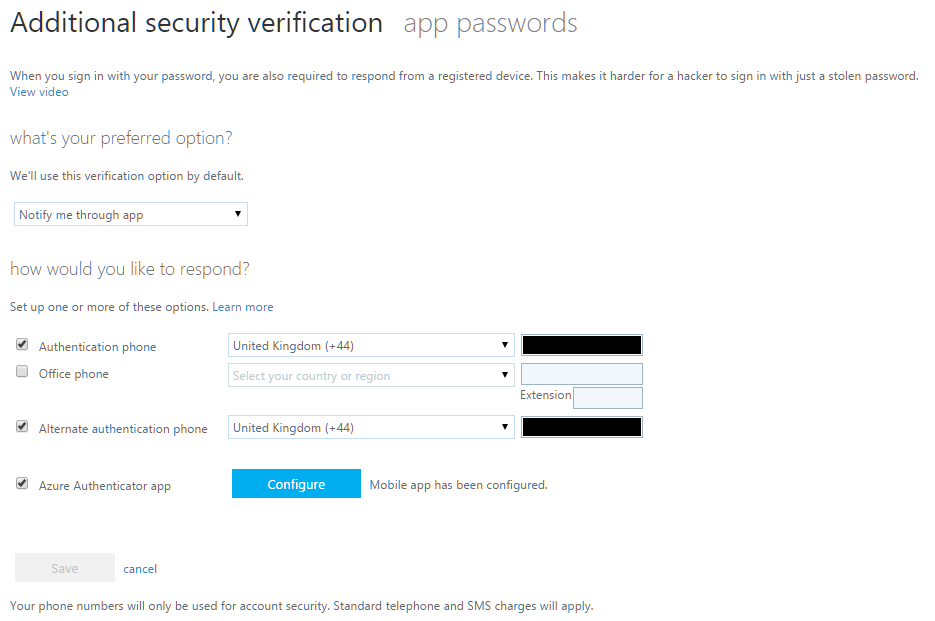 Azure AD additional security verification