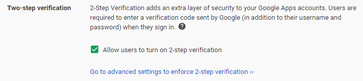 Google Apps Allow 2-step verification