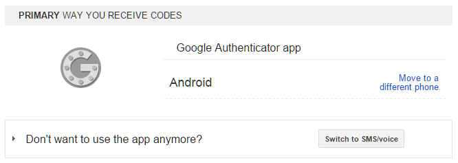 Google 2-step - using authenticator app