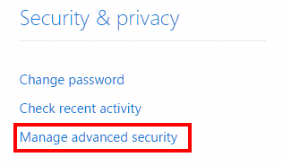 Microsoft Account - Manage advanced security