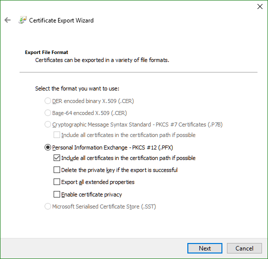 Certificate Export Manager - File Format