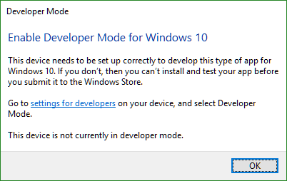 Enable Developer Mode PC