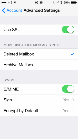 iOS - Account Settings