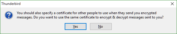 Thunderbird Use Same Certificate