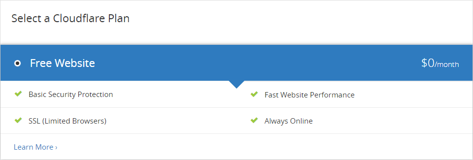 CloudFlare Free Plan