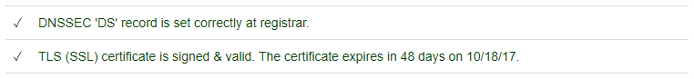 After SSL and DNSSEC DS Setup
