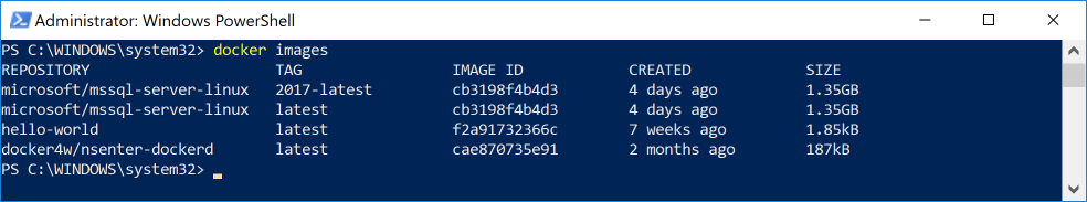 Docker latest mssql images identical