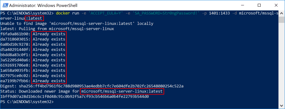 Docker run mssql latest instead of 2017-latest