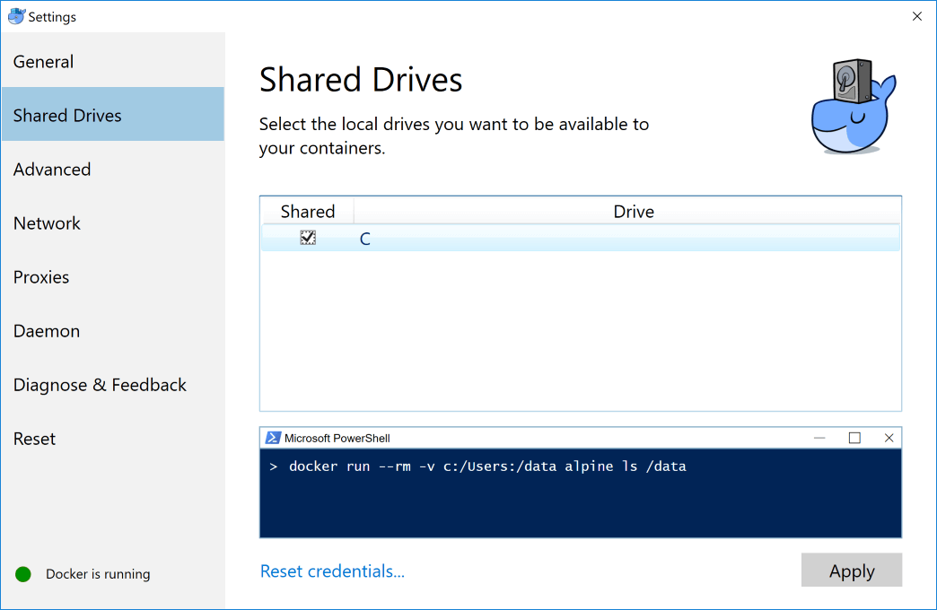 Docker Share C Drive