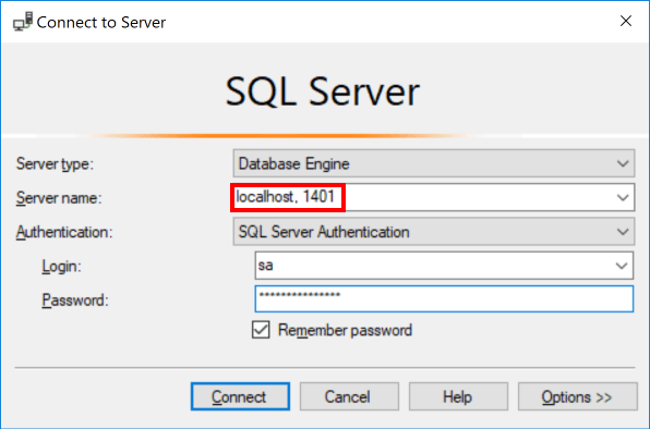 Connecting to SQL Server in Docker using SSMS