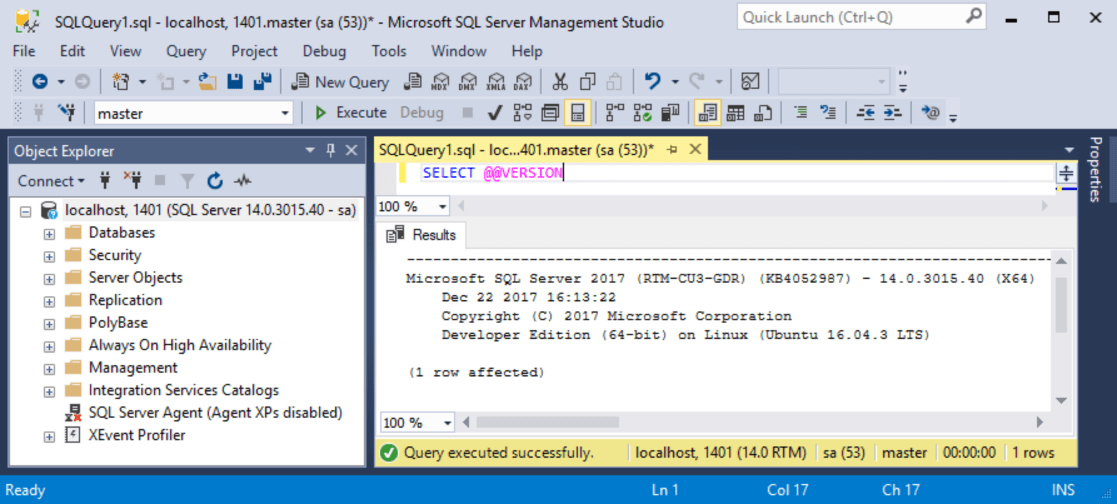 Checking version of SQL Server using SSMS