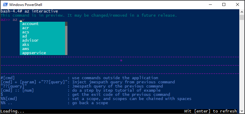Running az interactive az