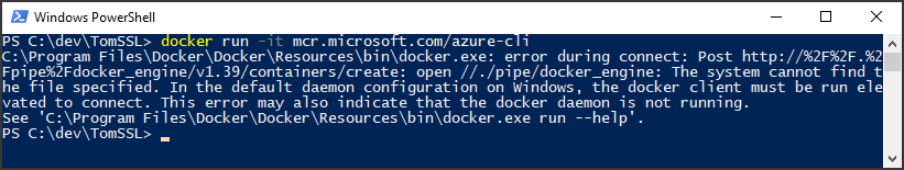 Unable to run Azure CLI in Docker