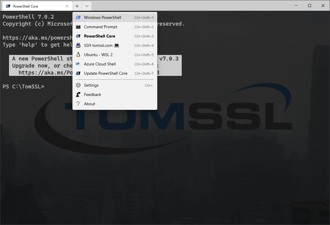 Open PowerShell from within Windows Terminal