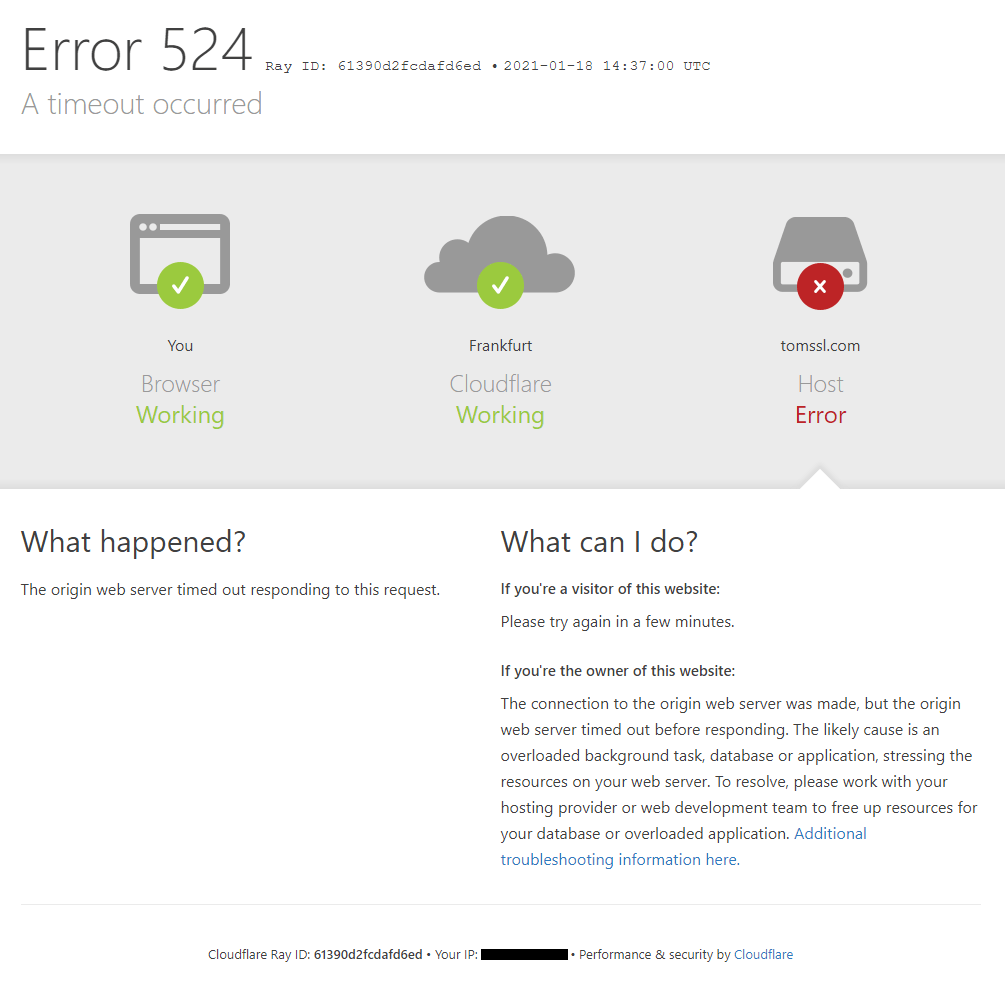 Cloudflare Error 524 (Timeout)