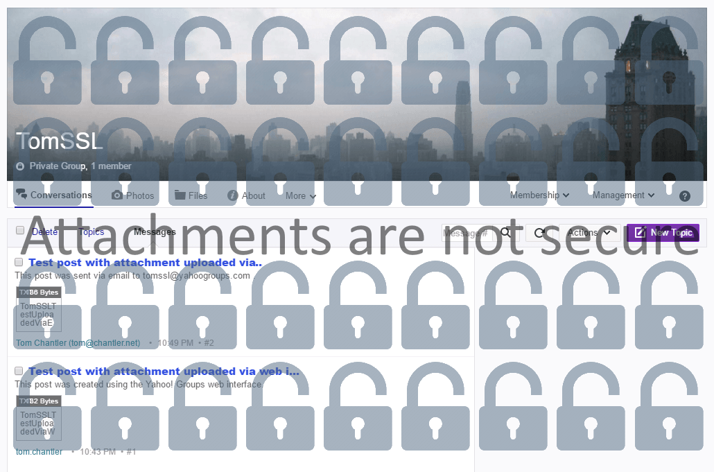 Anyone can download attachments from private Yahoo! groups