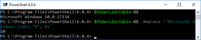 How to check the current version of Windows in PowerShell Core
