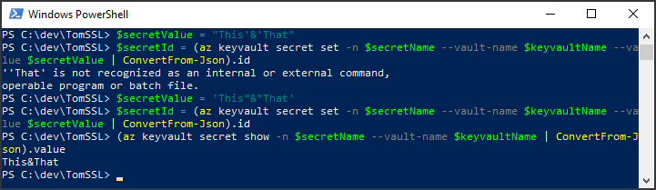 Setting Key Vault secrets through the Azure CLI